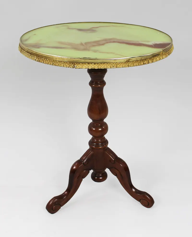 Vintage Tripod Table with Simulated Onyx Top