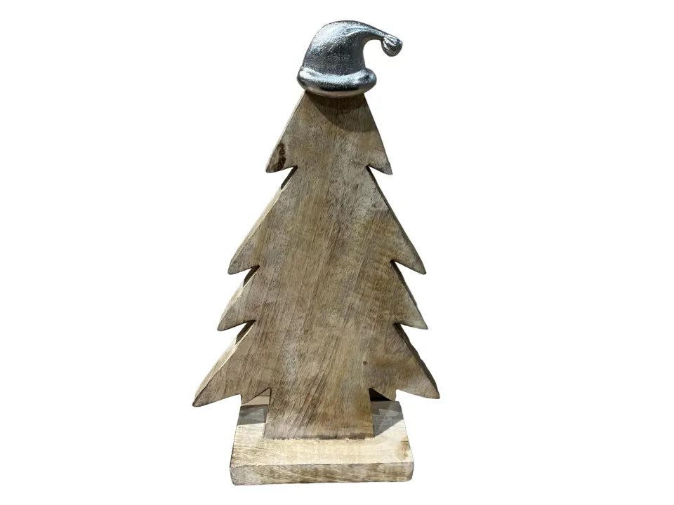 Petti Rossi Wooden Christmas Trees With Santa Hat L14a