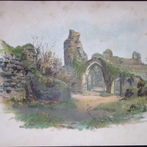 Hastings Castle Sussex Antique Coloured Chromolithograph 10-TR
