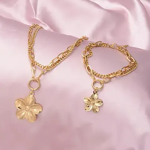 NEW! 2 Piece Set - Periwinkle Floral Bracelet and Necklace