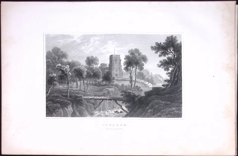 Wales-Rhuabon Wrexham Antique 166-Year-Old  Steel Engraving-10