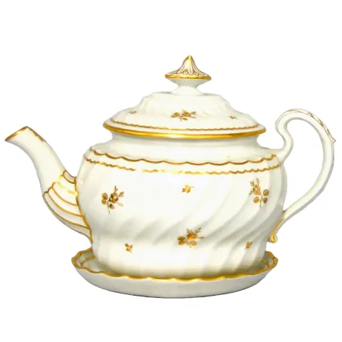 Antique Georgian Worcester / Similar Porcelain Teapot Cover and Stand C.18thC