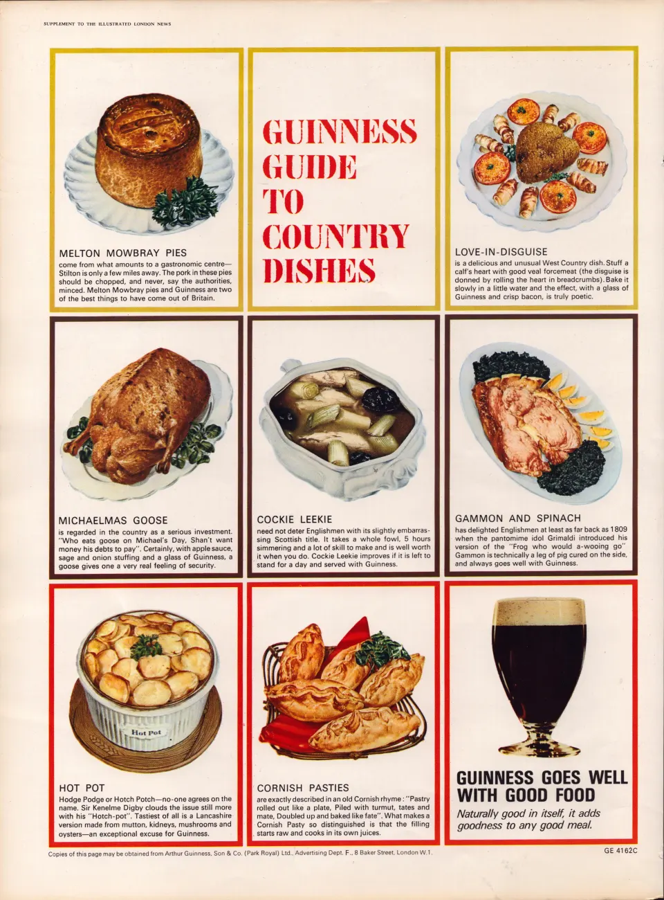 Original 58-Year-Old 1966 Guinness Guide To Country Dishes Print  GE 4162 #-31.