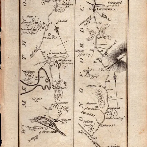Ireland Rare Antique 1777 Map Athlone Killinure Longford Roscommon Etc.