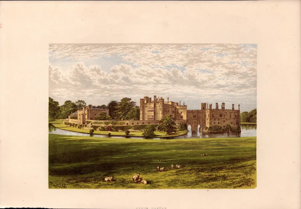 Combermere Abbey Cheshire Gilt-Edge Coloured Antique Book Plate.