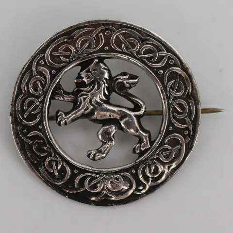 Vintage Robert Allison Brooch Sterling Silver Celtic Rampant Lion Glasgow 1948