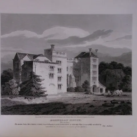 Boringdon House Devonshire 190 Years-Old John Britton Antique Steel Engraving-208
