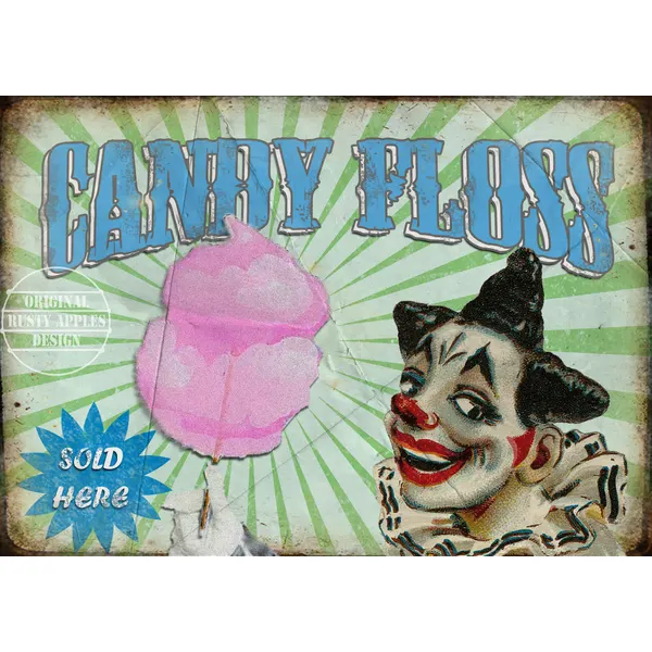 Candy Floss Fairground Large Metal Wall Art