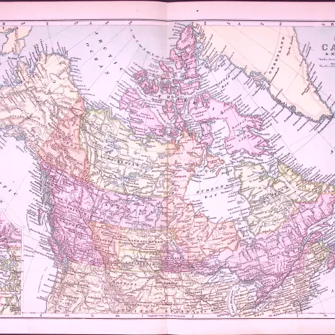 Canada & Newfoundland 120-Year-Old Large Coloured Antique Map by G.W. Bacon-12