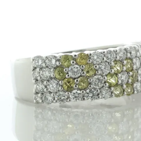 18ct White Gold Semi Eternity Diamond And Sapphire Ring (S0.88) 1.00 Carats