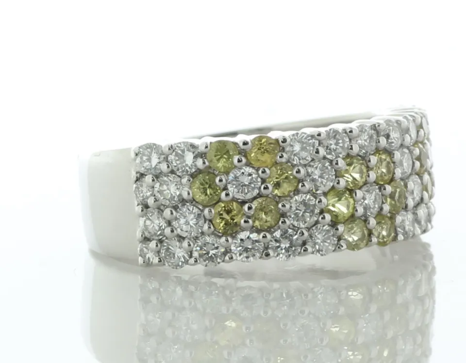 18ct White Gold Semi Eternity Diamond And Sapphire Ring (S0.88) 1.00 Carats