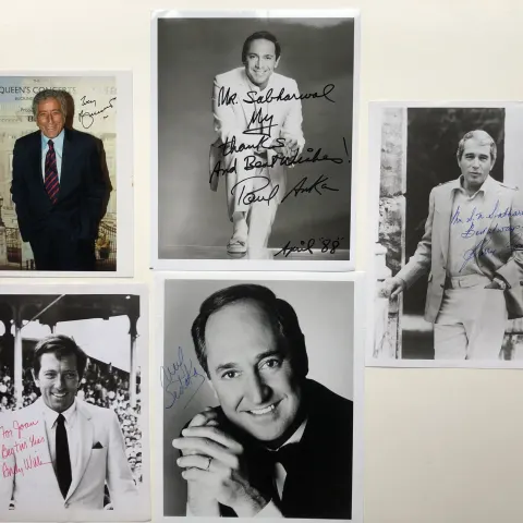 CROONERS; Tony Bennett, Andy Williams, Perry Como, Neil Sedaka & Paul Anka signed photos.