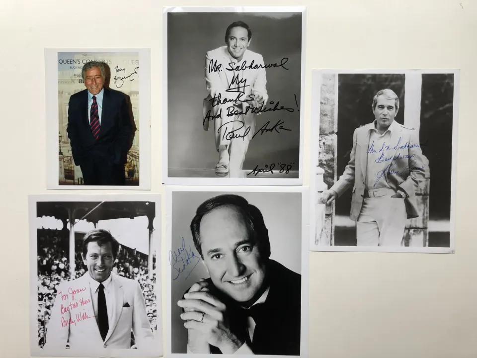 CROONERS; Tony Bennett, Andy Williams, Perry Como, Neil Sedaka & Paul Anka signed photos.