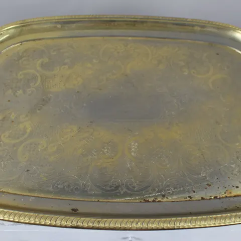 Large Vintage Gold Plated Tray