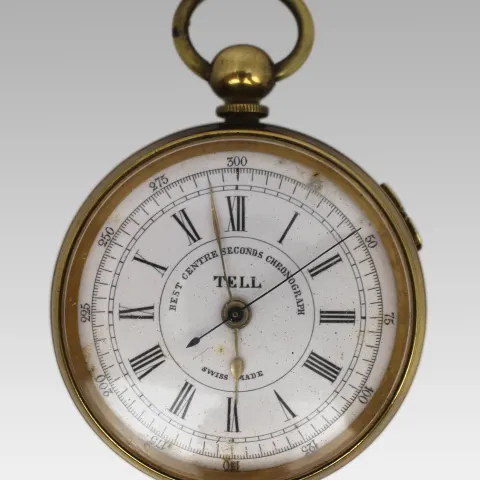Antique Swiss "TELL" Centre Seconds Chronograph Pocket Watch – c.1900