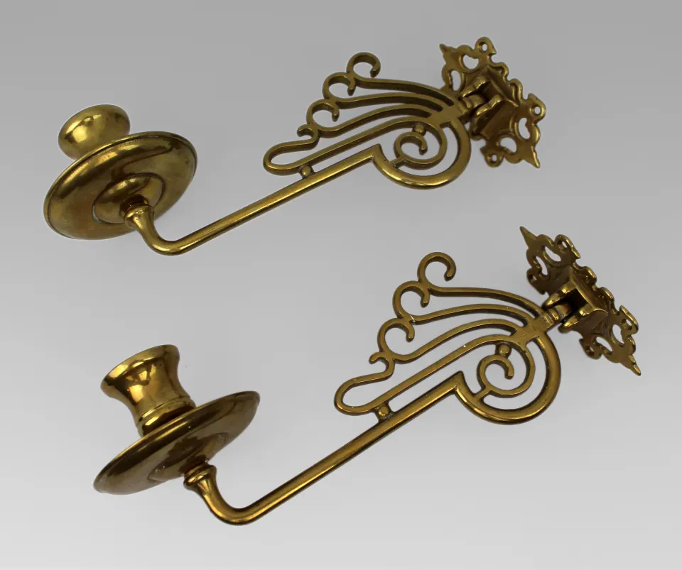 Pair of Vintage Brass Piano Candle Sconces