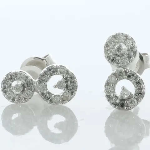 18ct White Gold Round Cluster Claw Set Diamond Earring 0.35 Carats