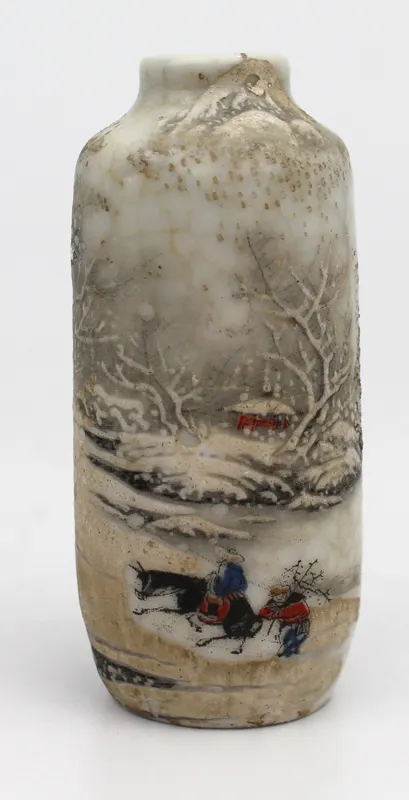 Antique Chinese Porcelain Snuff Bottle – Winter Landscape – c.1900