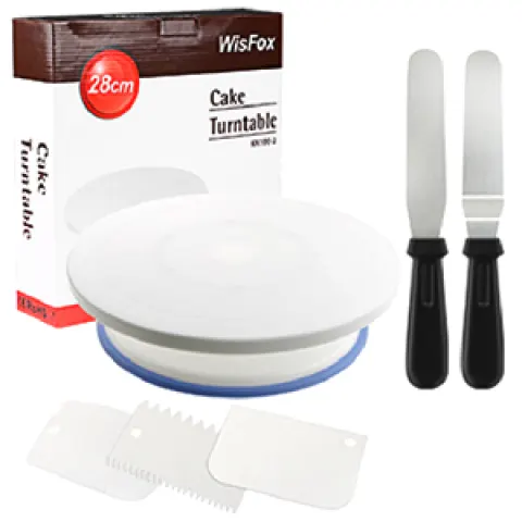 Wisfox Rotating Cake Decorating Plate With 2 Angled Palette Knife Set, Icing