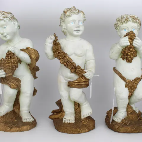 Set of 3 Vintage Painted Cherub Figures