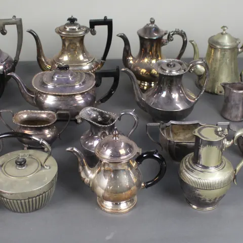 Collection of Antique & Vintage Silver Plated Tea & Coffee Ware Teapots
