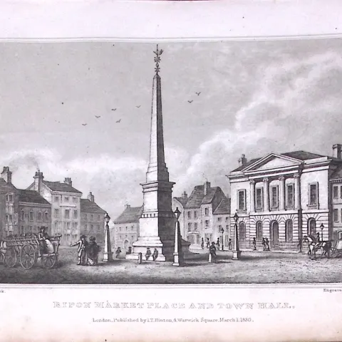 Ripon Market Place Yorkshire 198 Years-Old Thomas Allen Antique Steel Engraving-26