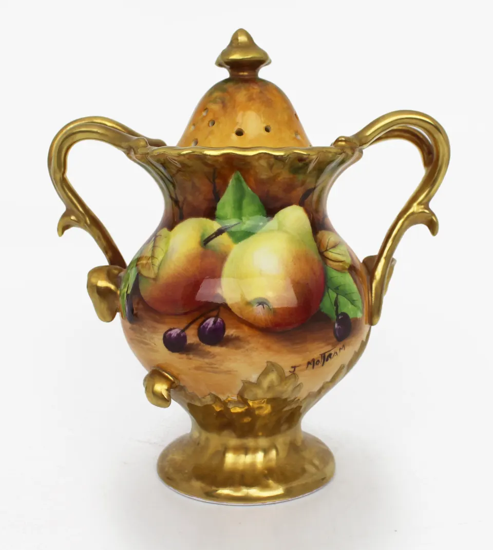 Coalport Hand Painted Fruit Pot Pourri by Joseph Mottram
