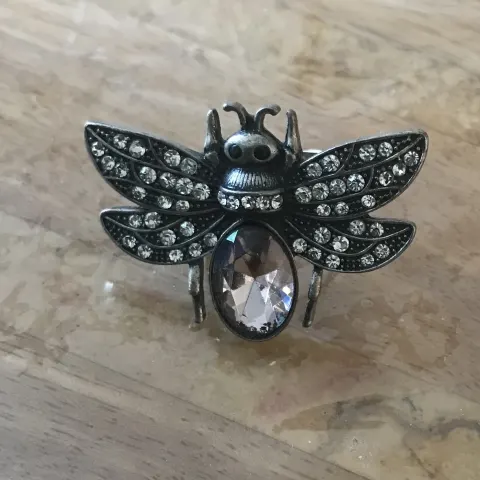 Vintage Ornate Bug Ring With Stone Embellishments