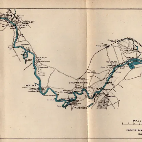 Salters Guide To The Thames No 8 Antique Coloured George V Map.