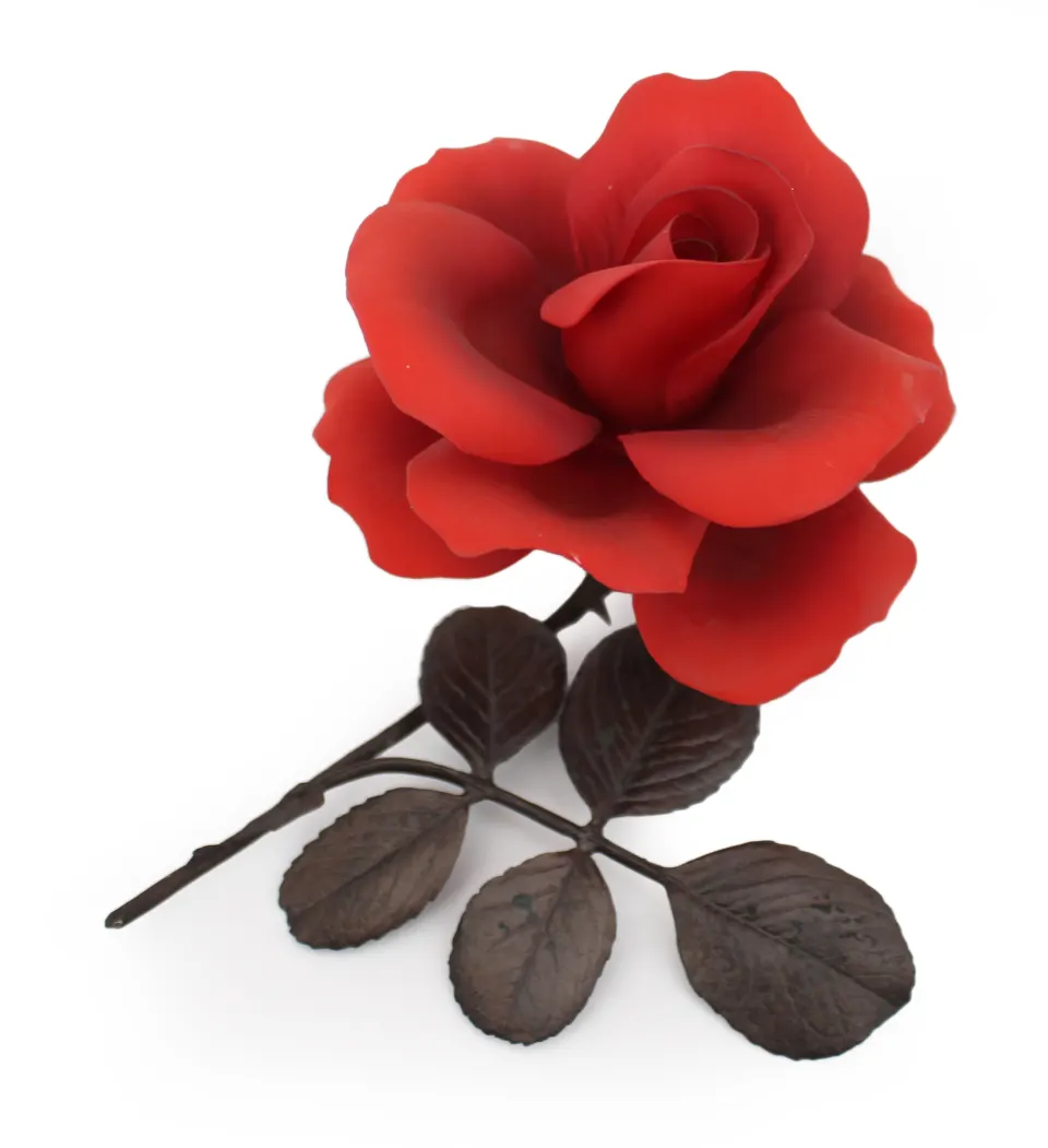 Royal Worcester Porcelain & Bronze Red Rose