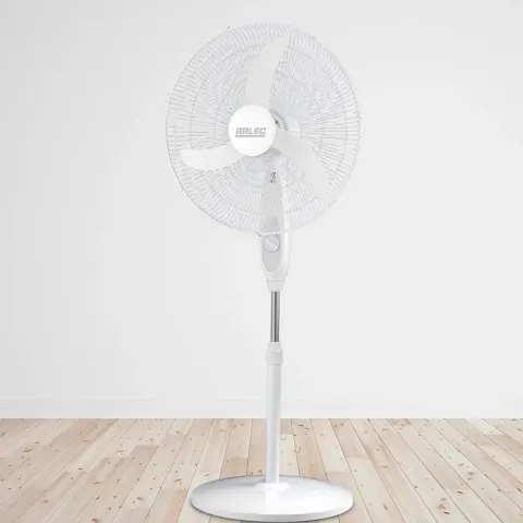 (98/Mez/1E) Lot RRP £90. 2x Arlec 50cm 3 Blade Pedestal Fan White, 3 Speed Settings, 80 Degrees Osc