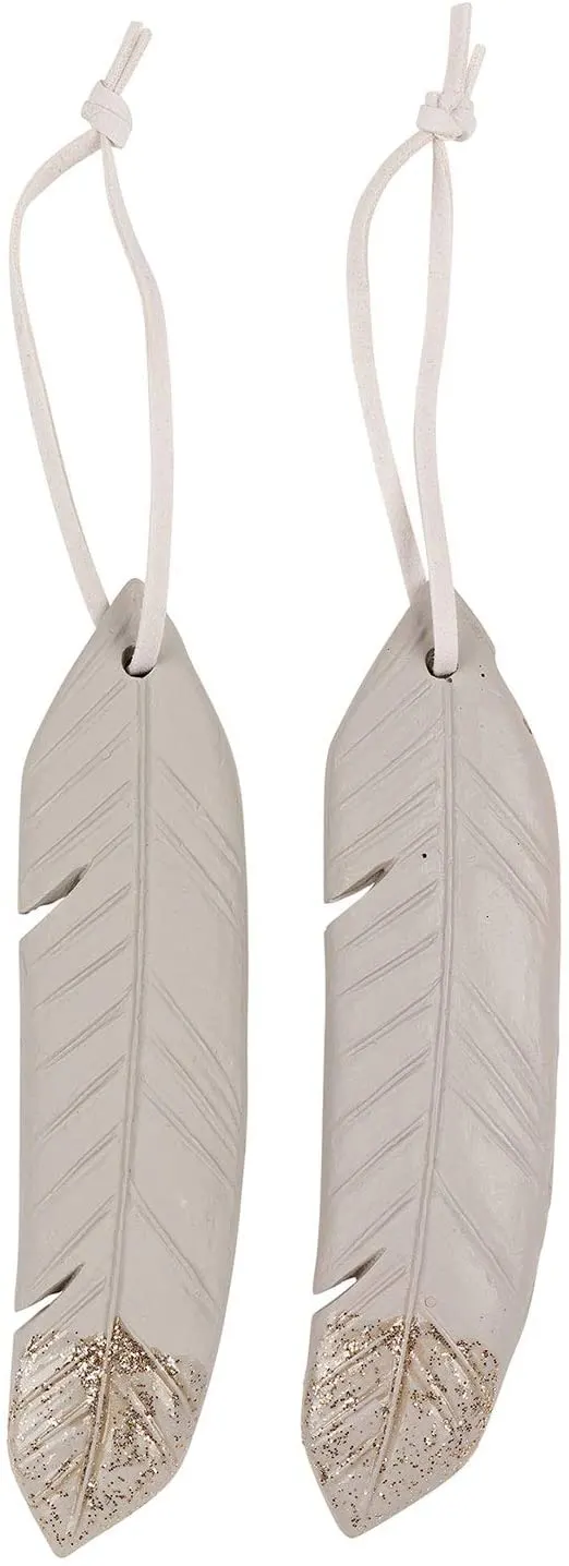 8 x 2 PIECE RESIN FEATHERS WITH GLITTER (Silver Grey)