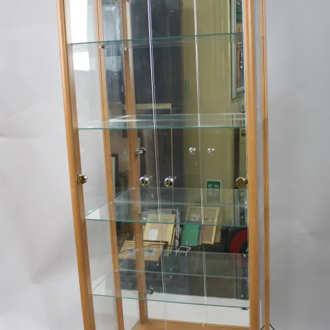 Modern Glazed Light Wood Display Cabinet