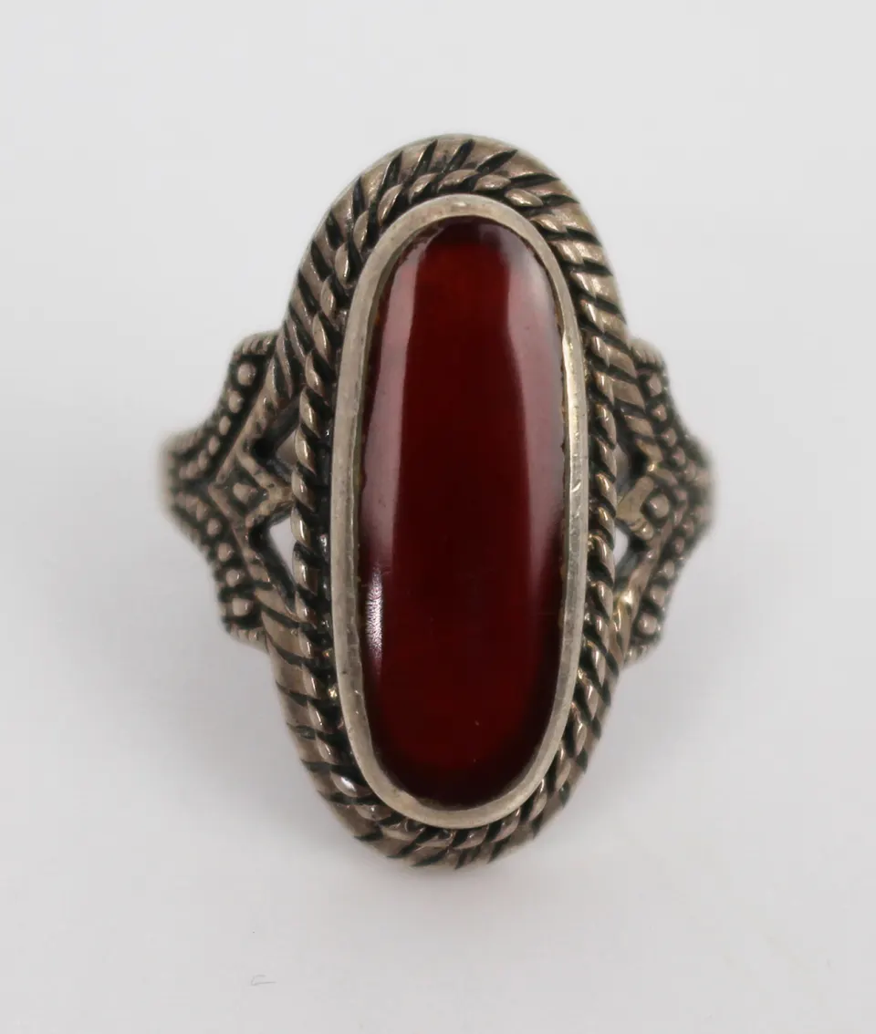 Carnelian Set Silver Ring