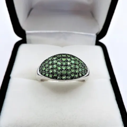 Green Tourmaline Gemstone Ring in Sterling Silver NEW with Gift Pouch
