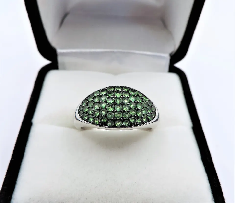 Green Tourmaline Gemstone Ring in Sterling Silver NEW with Gift Pouch