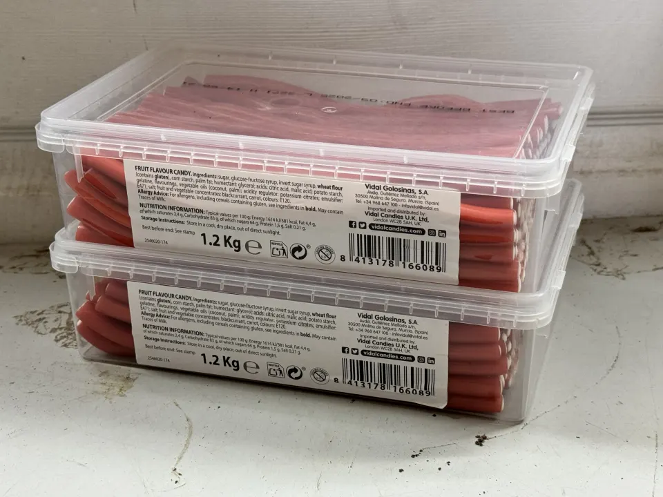 2 x Vidal Strawberry Pencils New Sealed Tubs BBE 9/25