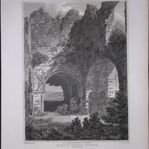 Castle Rising Norfolk 190 Years-Old Rare John Britton Antique Steel Engraving-114