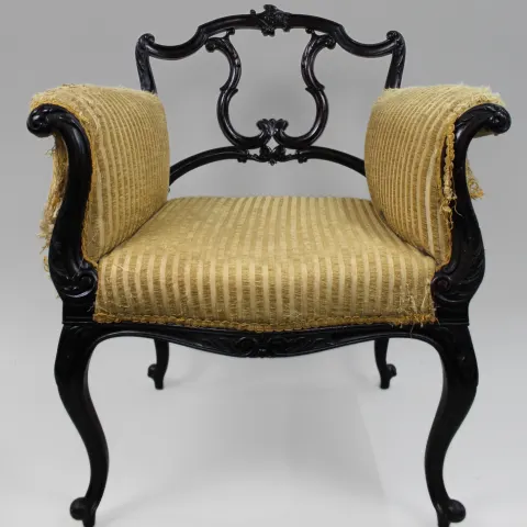 Edwardian Carved Mahogany Frame Armchair