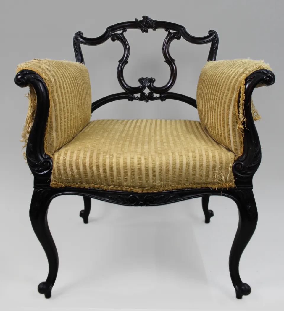 Edwardian Carved Mahogany Frame Armchair