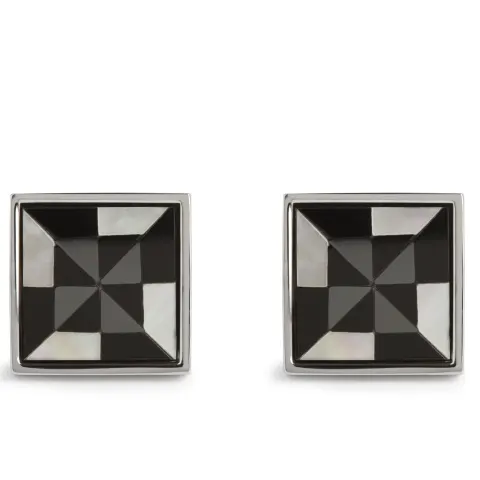 Semi Precious Stone Square Cufflink - Mother of Pearl, Onyx and Hematite - Unboxed x 5