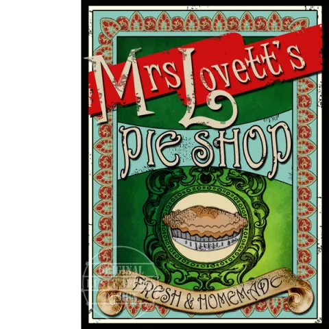 Sweeney Todd Mrs Lovett's Pie Shop Metal Wall Art