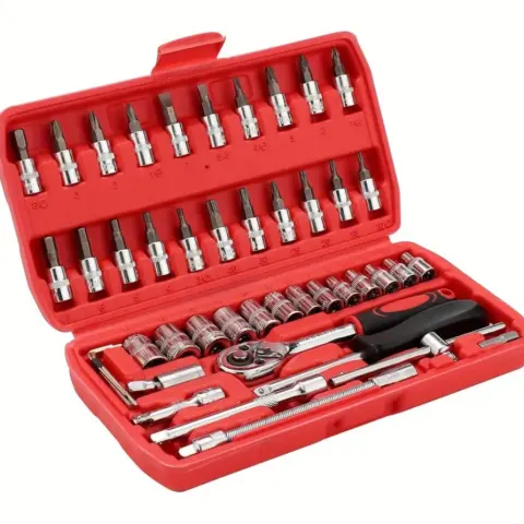 46 PCS Socket Wrench Set 1/4" Wrench Set Mechanical Tool Set Ratchet Set
