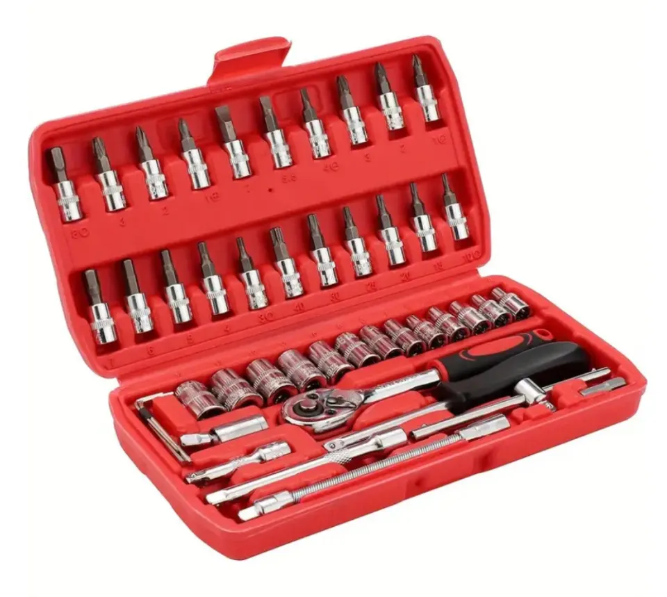 46 PCS Socket Wrench Set 1/4" Wrench Set Mechanical Tool Set Ratchet Set