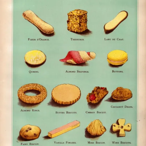 Biscuit Selection T. Percy Lewis A.G Bromley Antique Chromolithograph Print