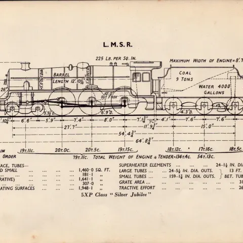 L.M.S.R. Railway Silver Jubilee Detailed Drawing Diagram 85 Yrs Old Print-28
