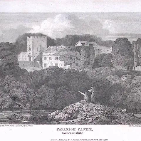 Farleigh Castle Somerset Antique 212 Years-Old Georgian Steel-Engraving-167