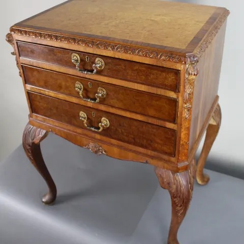 Vintage Walnut Chest of Drawers with Cabriole Legs and Gilt Handles