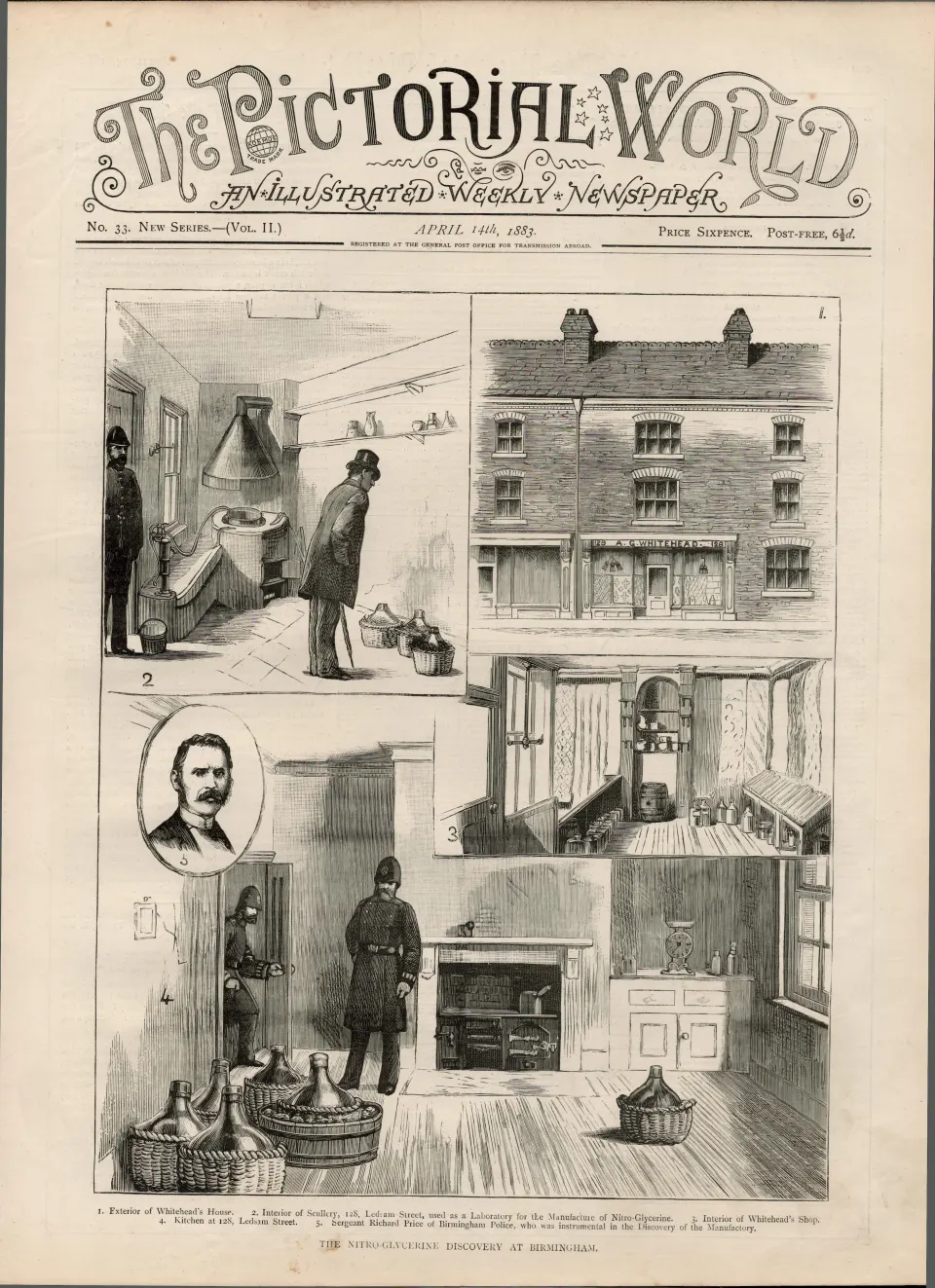 Fenian Dynamite 1883 Nitro Glycerine Found Birmingham Antique Print.