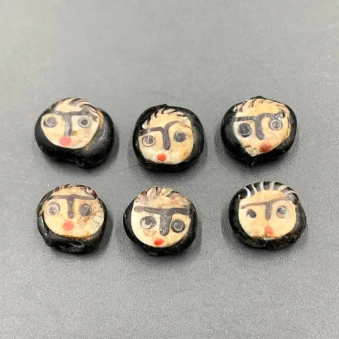 Ancient Old Roman Antique Face Beads, 6 Antique Old Face Beads For Collection